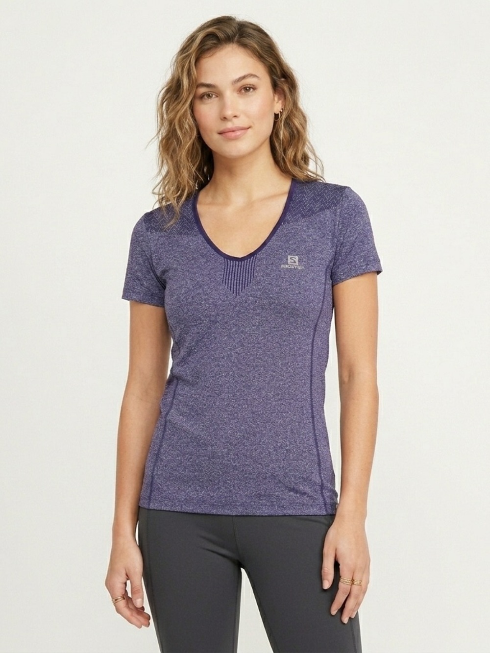 Salomon Purple Seamless Engineered Knit Run Hike Tee L